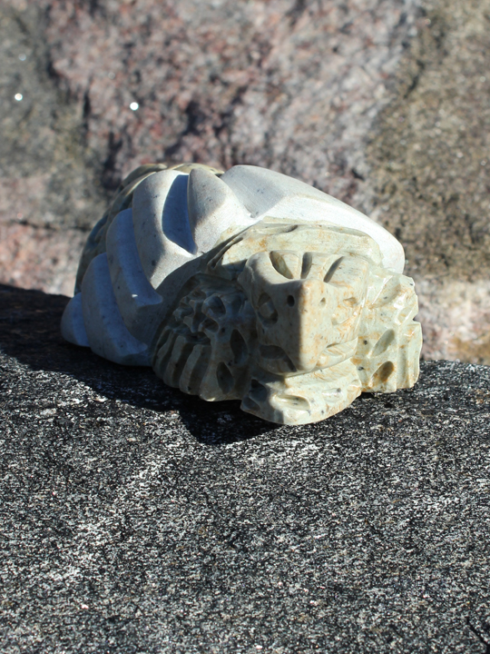 Soapstone Carving by He Moves a Bonfire - Turtle & Crooked Nose 2955-88