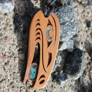 Carved Cedar & Abalone Necklaces - Assorted