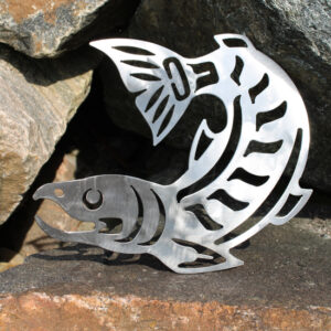 Salvaged Metal Sculpture - Salmon by Pamela Baker Assorted