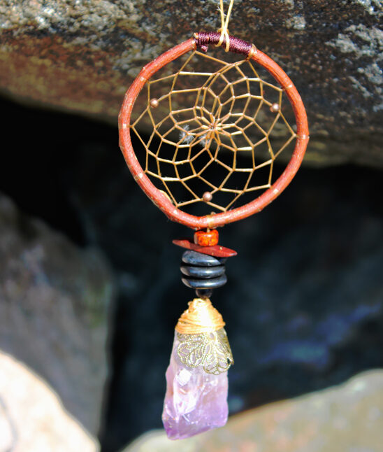 Dreamcatcher - DC75/76  Twig Dream Catcher with Assorted Crystals