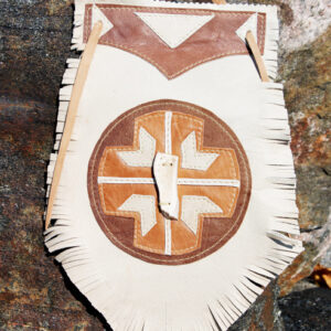 Wallhanging by Luc Desrosiers - Medicine Wheel with Fringes and Antler Slice