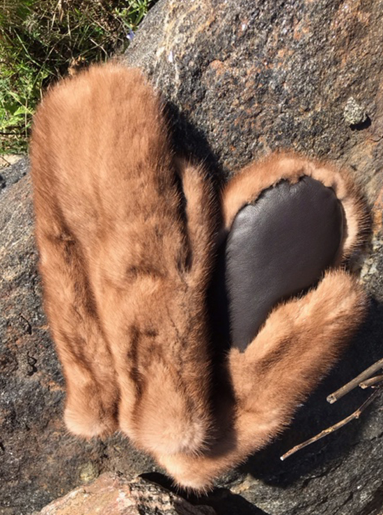 Adult Mitts - 509M Leather and Mink Fur