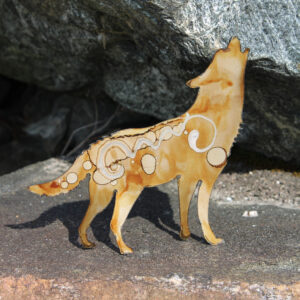 Salvaged Metal Sculpture - Painted Wolf