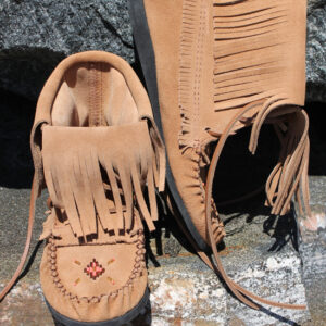 Ladies High-Cut Soled & Fringed Moccasins - 702093L
