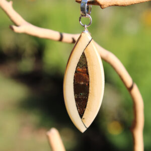 Mammoth Ivory Pendant - Ammolite Inlay YS