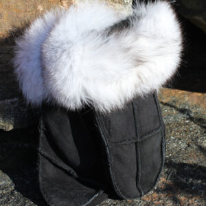 Ladies Sheepskin Mitts Trimmed with Fox Fur - 501F Assorted