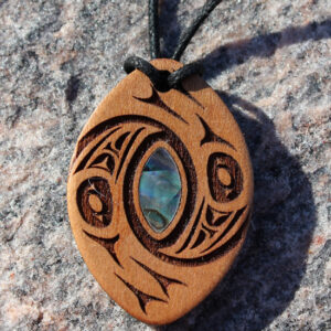 Carved Cedar & Abalone Necklaces - Assorted