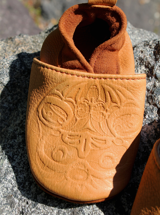 Baby Moccasins - Bear Box Design on Deerskin