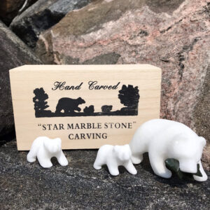 Star Marble Carving - Bear with 2 Cubs 4F/2/2