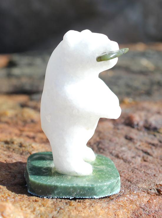 Star Marble Carving - Standing Bear/Fish 3STF
