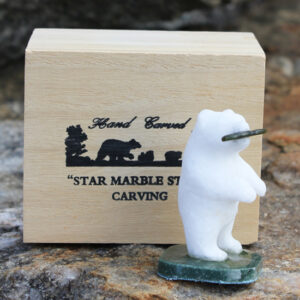Star Marble Carving - Standing Bear/Fish 3STF