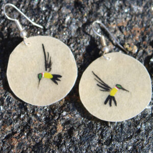 Hand Painted Rawhide Earrings by Bruno Henry - Assorted Hummingbirds