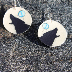 Hand Painted Rawhide Earrings by Bruno Henry - Assorted Wolves