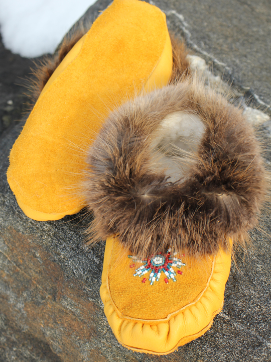 Youth Moosehide, Beaded Moccasins - Cree Assorted