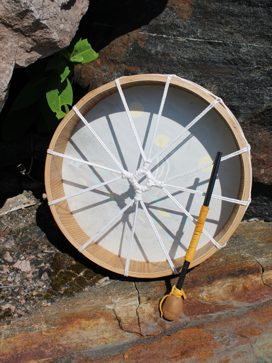 Hand Painted Drum by Nica - Hummingbirds