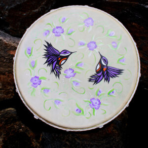Hand Painted Drum by Nica - Hummingbirds