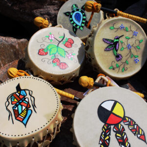 Hand Painted Two Sided Drums by Nica - Assorted Designs