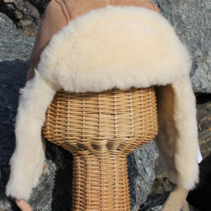 Sheepskin Aviator Style Hat  - 931 Black, Distressed Brown or Natural Tan