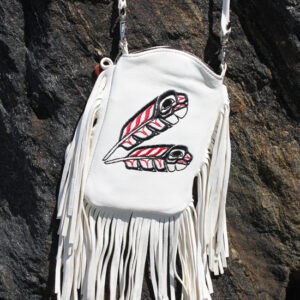 Cell Phone Pouch - Eric Parnell Feather White Deerskin