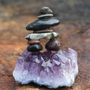Inukshuk Atop Amethyst Crystal - BAO