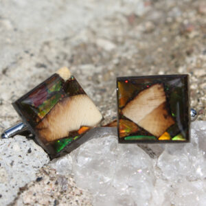Cufflinks - Mammoth Ivory and Ammolite
