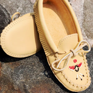 Ladies Fringed Moosehide Moccasins - 7574L