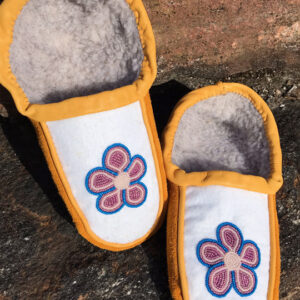 Ladies Beaded Moccasins - One of a Kind Pink & Blue Beads