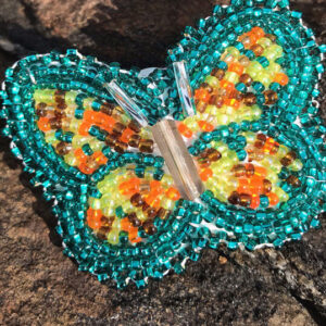 Beaded Barrette - Mohawk Green Butterfly
