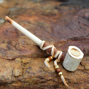 Carved Antler Pipe by Soaring Eagle - 29698
