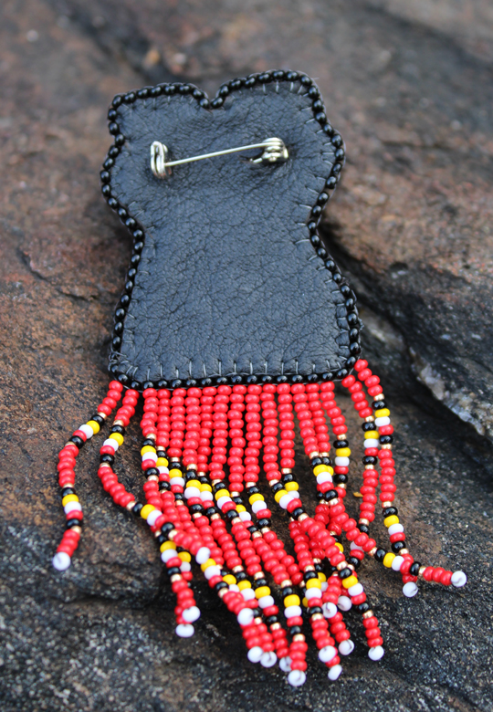 Beaded Red Dress Brooch by C. Ranger