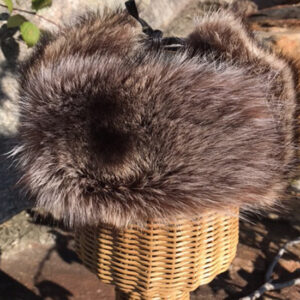 Leather Aviator Hat Trimmed with Raccoon Fur - 318F