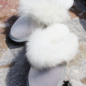 Ladies Mules - Sealskin, Fleece-Lined and Fox Fur Trimmed