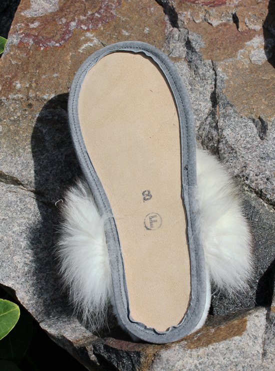 Ladies Mules - Sealskin, Fleece-Lined and Fox Fur Trimmed