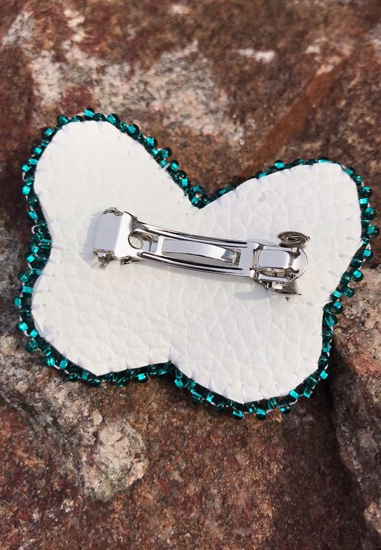 Beaded Barrette - Mohawk Green Butterfly