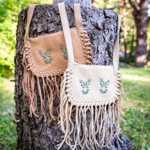 Fringed and Beaded Moosehide Purse 160
