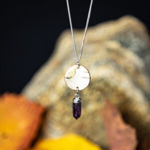 Birch Bark, Amethyst and Silver Necklace - BBSS7