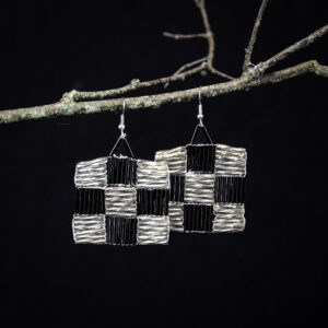 Cree Beaded Earrings - Black and Silver