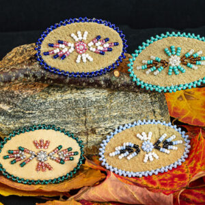 Beaded Barrette on Deerskin - Mohawk Assorted 15143