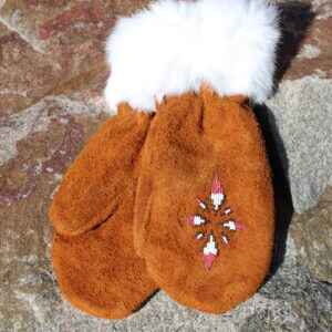 Ojibway Beaded Deerskin Mitts - Ladies Assorted