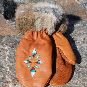 Ojibway Beaded Deerskin Mitts - Ladies Assorted