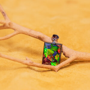 Mammoth Ivory Pendant APDF-1 - Ammolite Two Sided