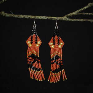 Earrings - Beaded Red Dress with Braids