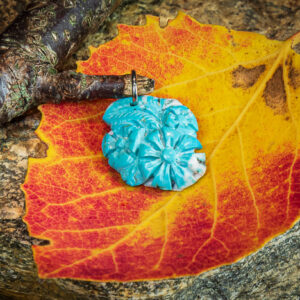 Turquoise Pendant by Richard Parnham - Flowers and Feather